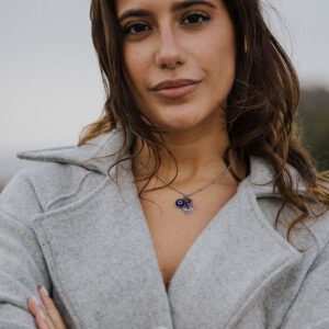 Fio em Aço Inoxidável com Olho Turco, Cristal e Caveira Estilo Mexicana