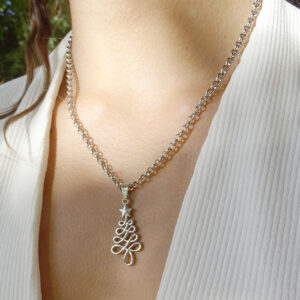 Fio em Malha Portuguesa com pendente de Árvore de Natal em Aço Inoxidável da Areia Pura