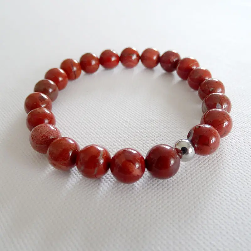 Pulseira de Pedra Natural Jaspe Vermelho - Image 2