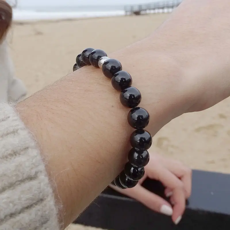 Pulseira de Pedra Natural Turmalina Negra